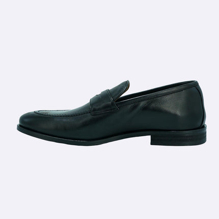 Mocassino College in Pelle Nero Fondo Cuoio Elegante GOLD 1 NERO Rogal's 