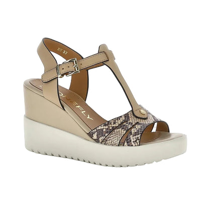 Stonefly Sandali Donna con Zeppa in Pelle Beige Animalier - MARIO SPATARELLA