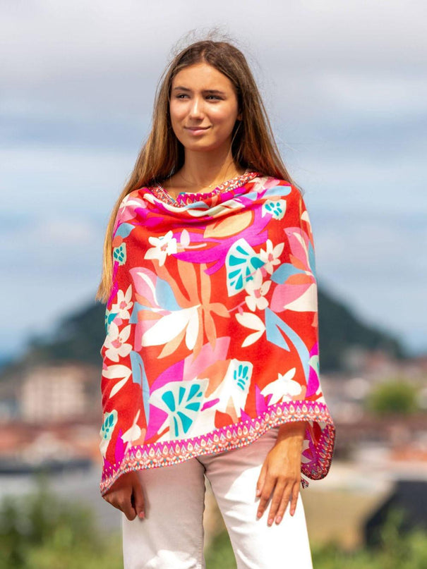 Foulard in Lana Misto Seta Rosso ASW35F ROJO Colores de Otono 