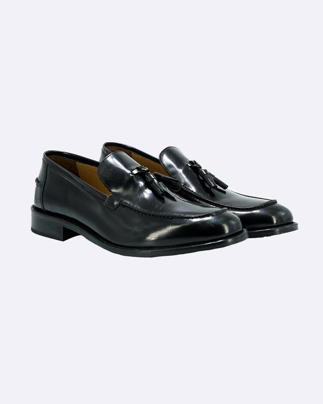 Mocassini Uomo in Pelle Nero Fondo Cuoio con Nappine Elegante Cerimonia Sposo PIANTA 7 NERO LUX Rogal's 