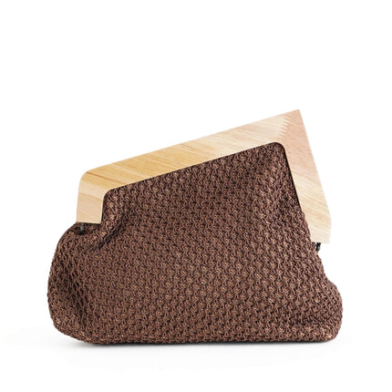 Exe Borsa Clutch Pochette Donna a Mano e Tracolla in Tessuto Marrone - MARIO SPATARELLA