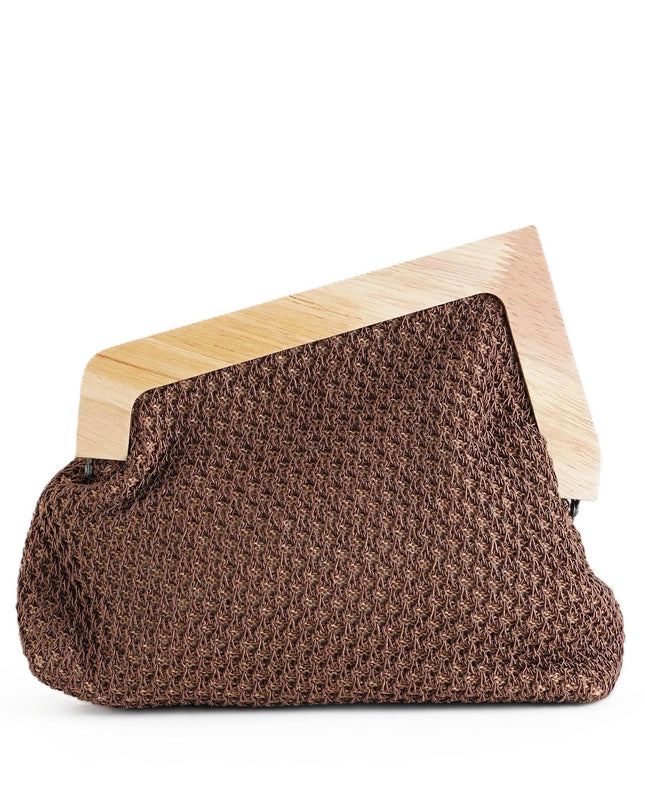 Exe Borsa Clutch Pochette Donna a Mano e Tracolla in Tessuto Marrone - MARIO SPATARELLA