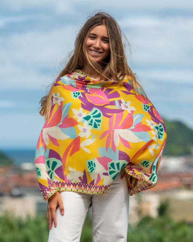 Foulard in Lana Misto Seta Giallo ASW35F AMARILLO Colores de Otono 