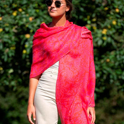 Foulard in Lana Misto Seta Rosso ASW42F ROJO Colores de Otono 