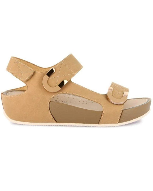 Grunland Sandalo Donna Ciabatta Confort con Velcro in Tessuto Cuoio - MARIO SPATARELLA