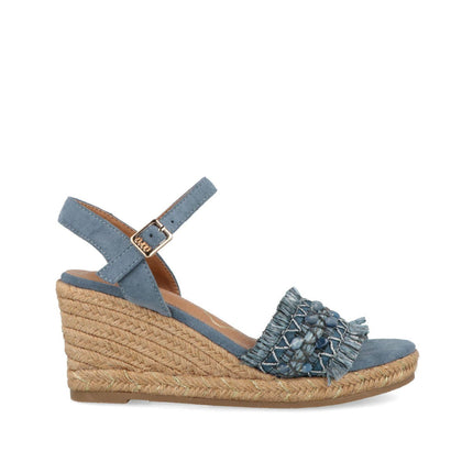 O - Joo Sandali Donna con Zeppa in Tessuto Blu - MARIO SPATARELLA