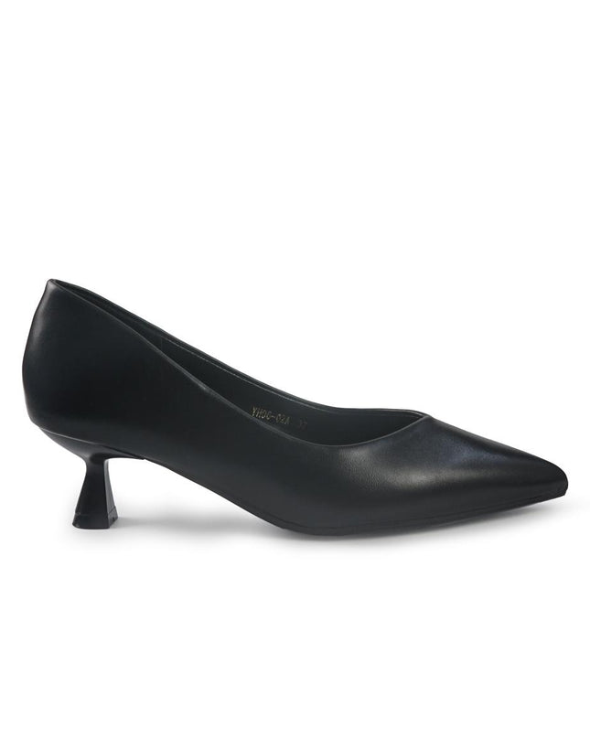 Decollete Donna a Punta Tacco Rocchetto Basso in Pelle Nero YH06-02A BLACK ClaudV 