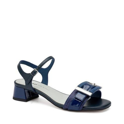Frau Sandali Donna Tacco Medio in Pelle Blu 93H3 NAVY Frau 