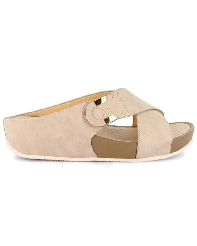 Grunland Sandalo Donna Ciabatta Confort con Velcro in Tessuto Beige - MARIO SPATARELLA