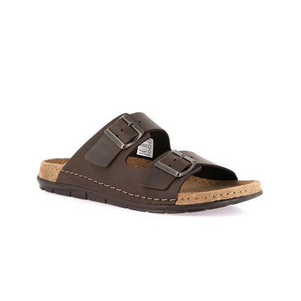 Grunland Sandali Uomo Plantare Sughero Doppia Fibbia in Nabuk Moro CI2500 SIRU BROWN Grunland 
