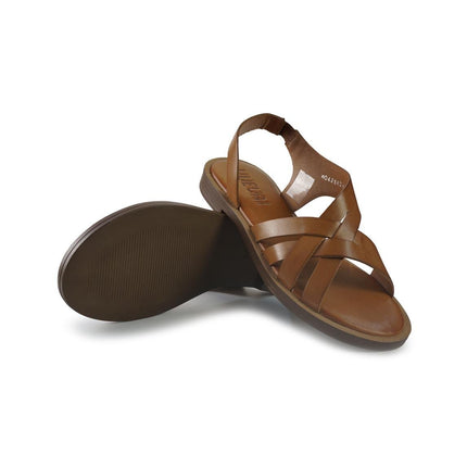 Vueva Sandali Flat Donna in Pelle Cuoio - MARIO SPATARELLA