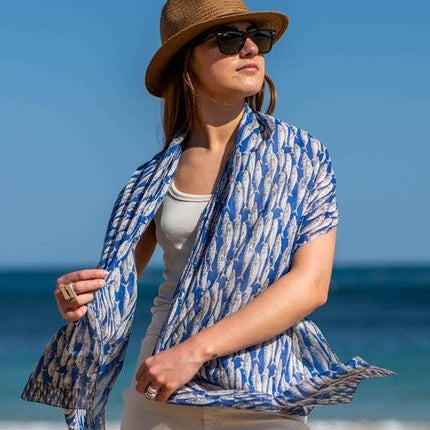 Foulard in Cotone Stampato Fantasia Blu ACT132F COTTON AZUL OSCURO Colores de Otono 