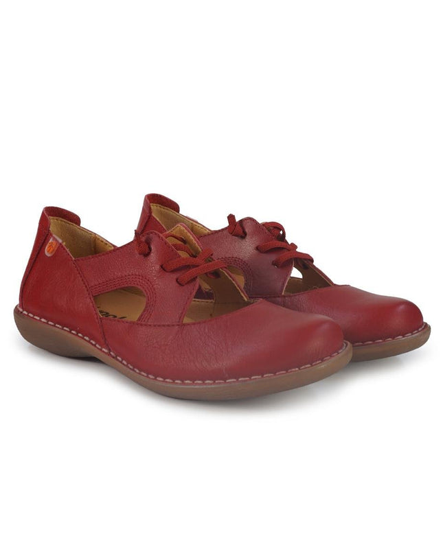 Jungla Ballerina Donna con Lacci in Pelle Rossa - MARIO SPATARELLA