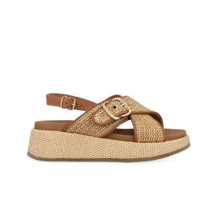 Jeep Sandalo Donna con Zeppa in Tessuto Verde Beige Multi KARINA CROSS NATURAL Jeep Footwear 