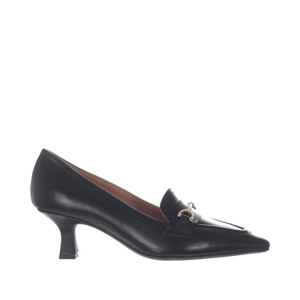 Decollete Pelle Nera Tacco Rocchetto 64N0 BLACK Frau 