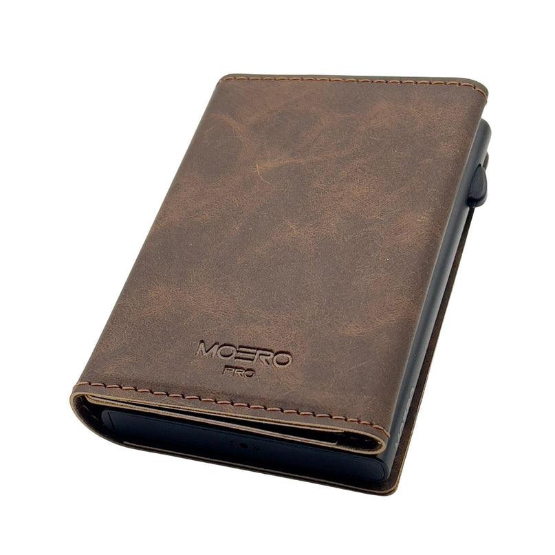 Moero Pro Vintage Dark Brown Zip Portafoglio Slim - MARIO SPATARELLA