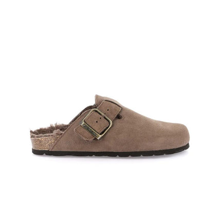 Grunland Pantofola Sabot Donna in Camoscio Tortora con Fodera Peluche CB2000 SARA TORTORA Grunland 