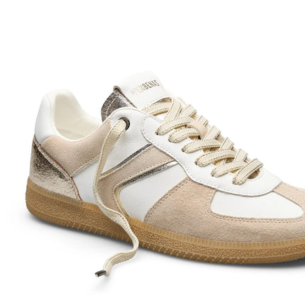 Verbenas Sneakers Bassa Donna in Pelle Bianca Profili Oro - MARIO SPATARELLA