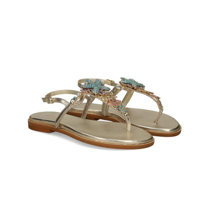 Tsakiris Mallas Infradito Flat Gioiello in Pelle Platino 522 LORIS GOLD Tsakiris Mallas 