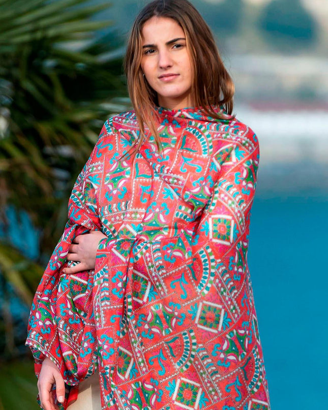 Foulard Pareo in Cotone Stampato Fantasia Rosso - MARIO SPATARELLA