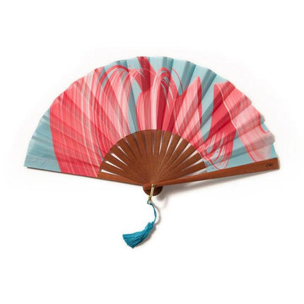 Ventaglio in Legno e Cotone PINK WAWE FLUID Ette 