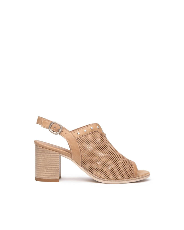 Nero Giardini Sandali Donna con Tacco in Pelle Cuoio Traforata - MARIO SPATARELLA