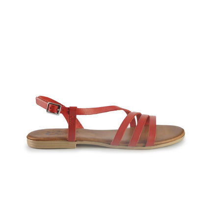 Sandali Bassi Flat Donna Infradito in Pelle Rosso 2764 RED Clanto 