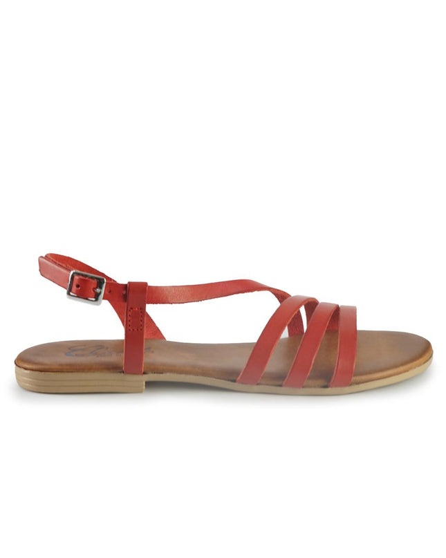 Sandali Bassi Flat Donna Infradito in Pelle Rosso 2764 RED Clanto 