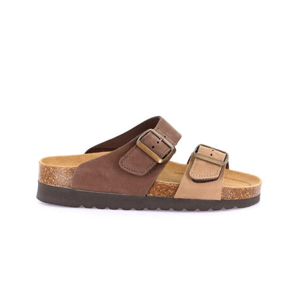 Grunland Sandali Donna Plantare Sughero Doppia Fibbia in Nabuk Bicolore CB2249 HOLA TDM TAUPE Grunland 
