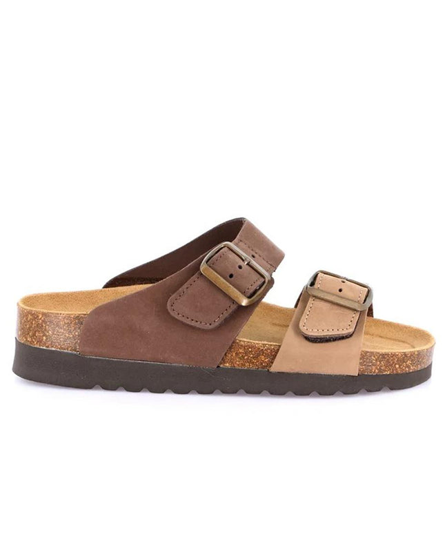 Grunland Sandali Donna Plantare Sughero Doppia Fibbia in Nabuk Bicolore CB2249 HOLA TDM TAUPE Grunland 