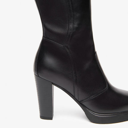 Nero Giardini Stivali Donna con Tacco e Plateau in Pelle Nero - MARIO SPATARELLA