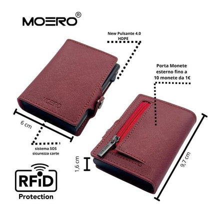 Moero Saffiano Bordò Zip Portafoglio Slim SAFFIANO BORDEAUX ZIP BORDEAUX Moero 