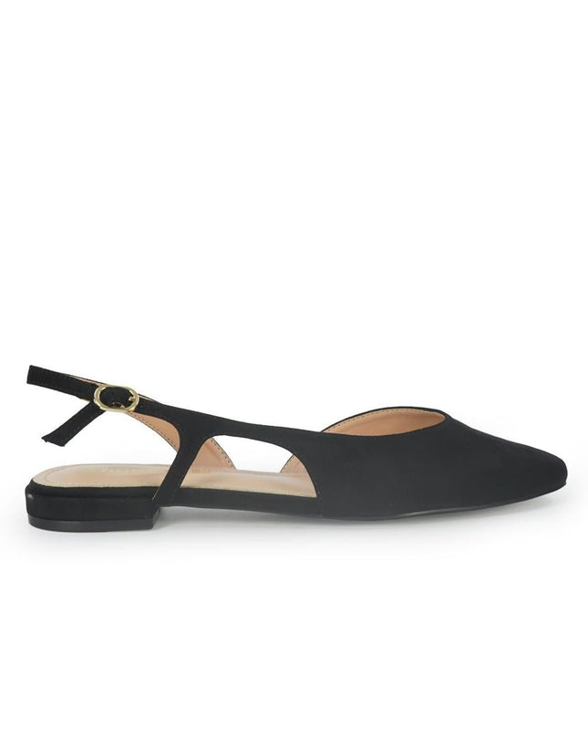 ClaudV Chanel Donna Sling Back Tacco Basso in Camoscio Nero - MARIO SPATARELLA