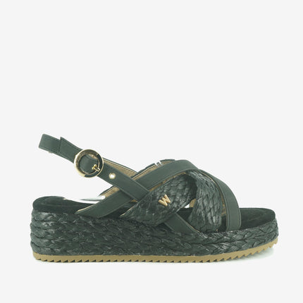 Sandali Donna con Zeppa KIM RAFFIA BLACK Wrangler 