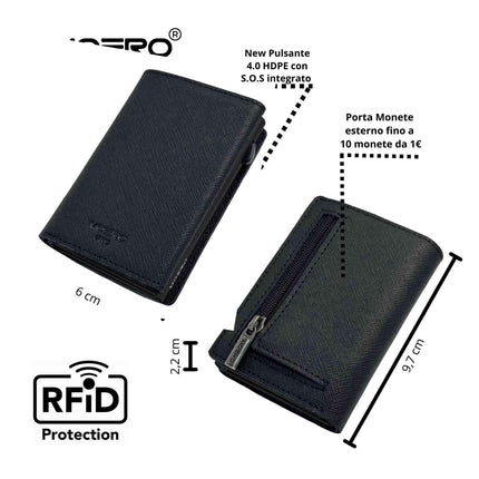Moero Pro Plus Saffiano Black Zip Portafoglio Slim - MARIO SPATARELLA