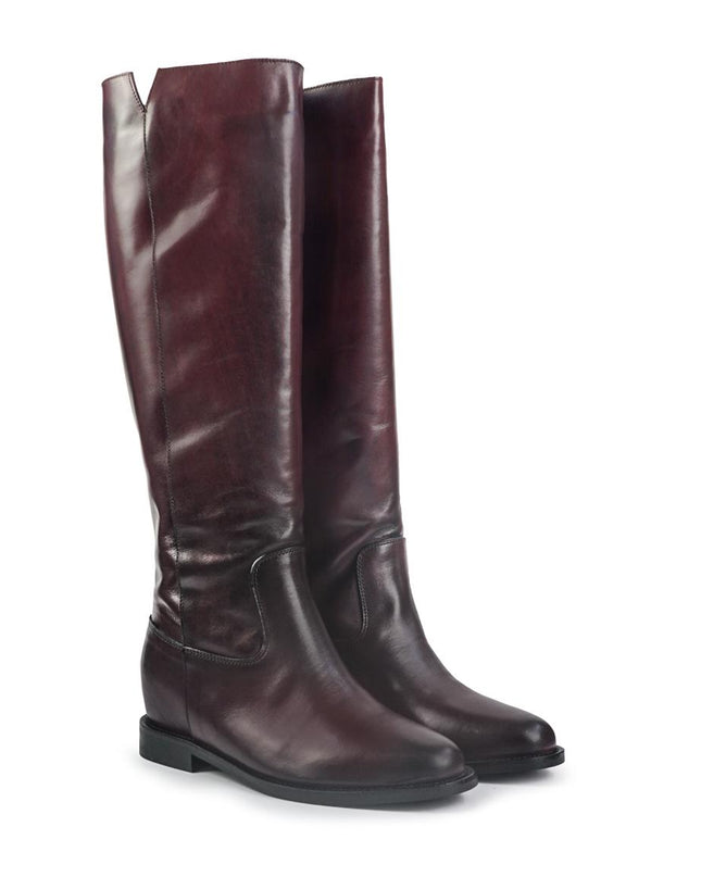 Spatarella Stivali Donna con Zeppa Tubolare in Pelle Bordo BZ131 BORDEAUX Spatarella 