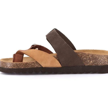 Grunland Sandalo Plantare Infradito Sughero Bio Donna in Nabuk Marrone Multi CC0078 HOLA MARRONE Grunland 