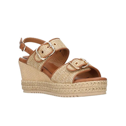 Jeep Sandalo Donna con Zeppa Platform in Tessuto Canvas Beige - MARIO SPATARELLA