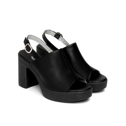 NeroGiardini Sandali Donna con Tacco Alto e Plateau in Pelle Nero - MARIO SPATARELLA
