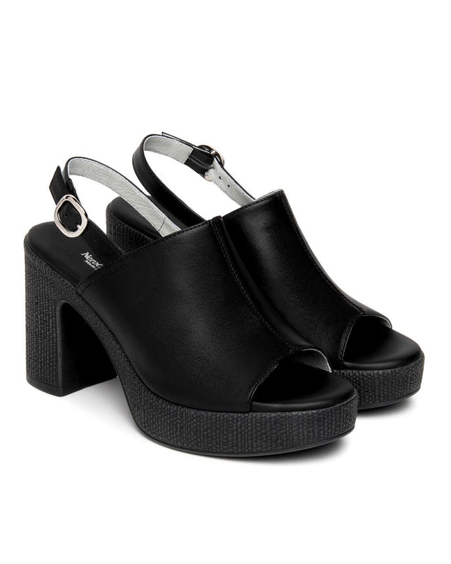 NeroGiardini Sandali Donna con Tacco Alto e Plateau in Pelle Nero - MARIO SPATARELLA