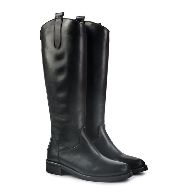 Spatarella Stivali Donna con Tacco Basso Cavallerizza in Pelle Nero LP22 BLACK Spatarella 