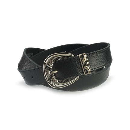Cintura Donna in Pelle Nero con Fibbia Texana 10330/30 BLACK Spatarella 