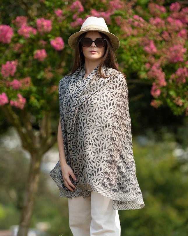 Foulard Pareo in Seta Stampa Nero - MARIO SPATARELLA