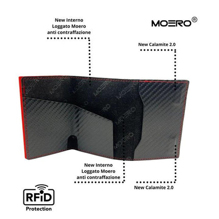Moero Pro Carbon Racing Red Zip Portafoglio Slim - MARIO SPATARELLA