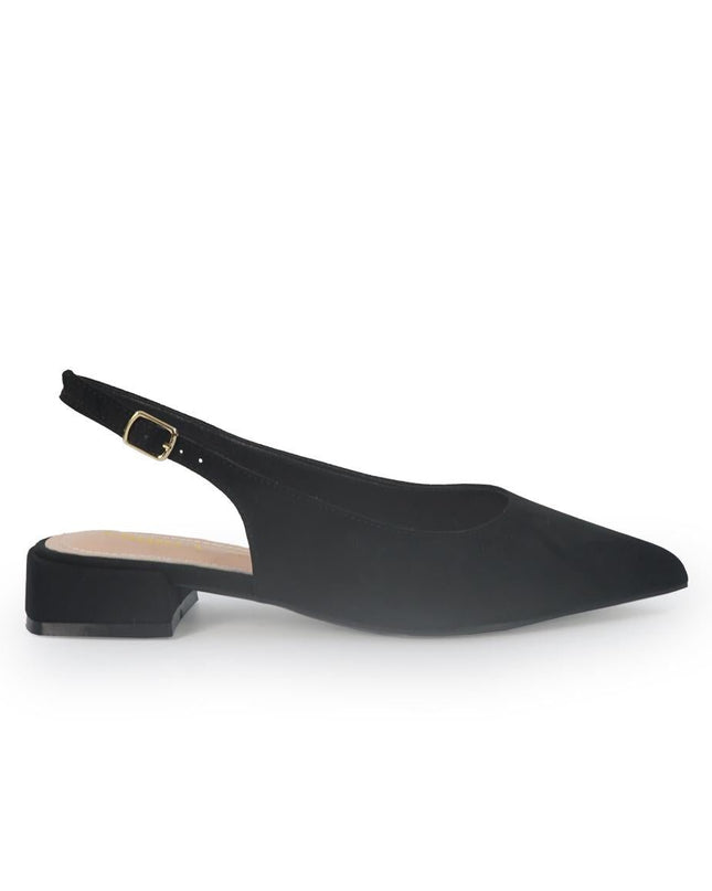 ClaudV Chanel Donna Sling Back Tacco Basso in Camoscio Nero - MARIO SPATARELLA