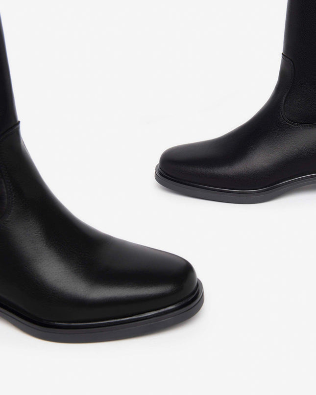 Nero Giardini Stivali Tacco Basso in Pelle Nero - MARIO SPATARELLA