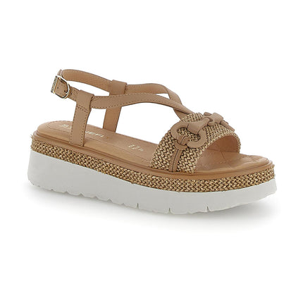 Sandali Zeppa Pelle Cuoio SOLES 4 220973 TAN BROWN Stonefly 