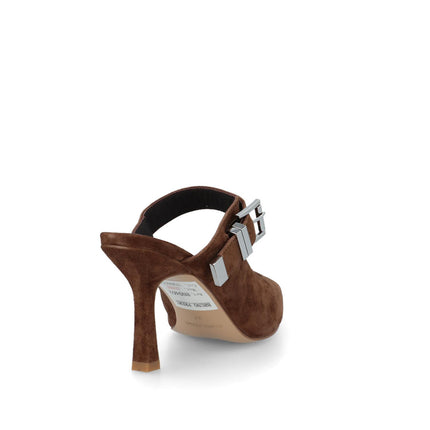 Bruno Premi Sabot Scalzato Tacco Stiletto in Camoscio Tabacco - MARIO SPATARELLA