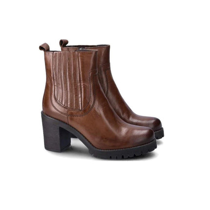 Stivaletti Donna Tacco Largo Pelle Marrone WH238H52P GOBI BROWN Vueva 