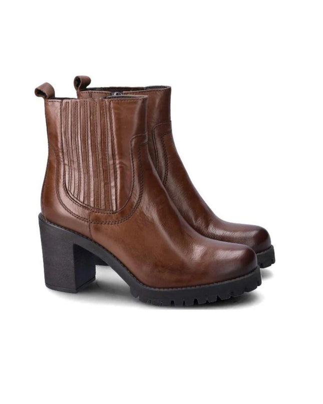 Stivaletti Donna Tacco Largo Pelle Marrone WH238H52P GOBI BROWN Vueva 
